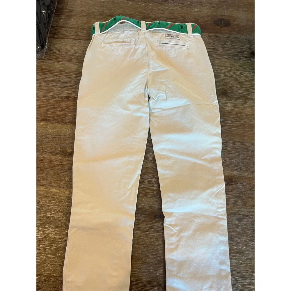 Ralph Lauren Boys Tan Classic Polo Chino Pants with Owl Belt Size 6X